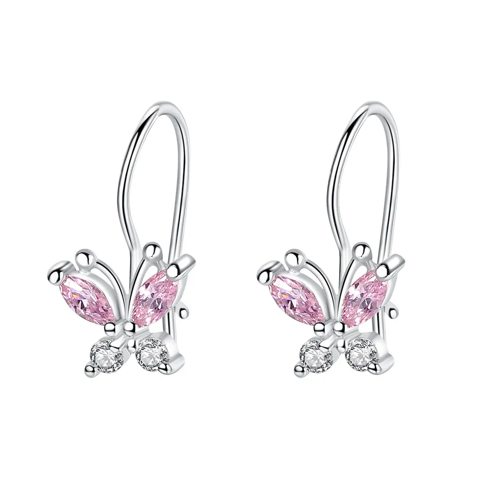 Kids 925 Sterling Silver Zirconia Butterfly Dangle Earrings 30300001