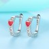 Kids Sterling Silver Red Heart Zirconia Hoop Earrings 30400005