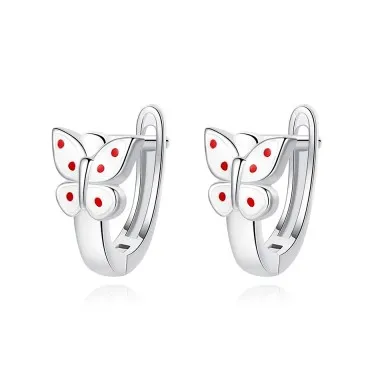 Kids Silver Butterfly Hoop Earrings 30400011