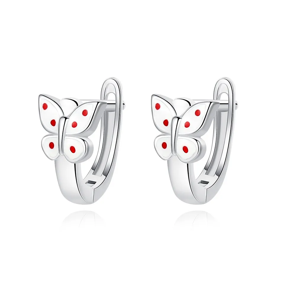 Kids Silver Butterfly Hoop Earrings 30400011