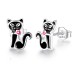 Kids Silver Black Cat Kitty Stud Earrings 30700007