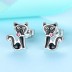 Kids Silver Black Cat Kitty Stud Earrings 30700007
