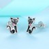 Kids Silver Black Cat Kitty Stud Earrings 30700007