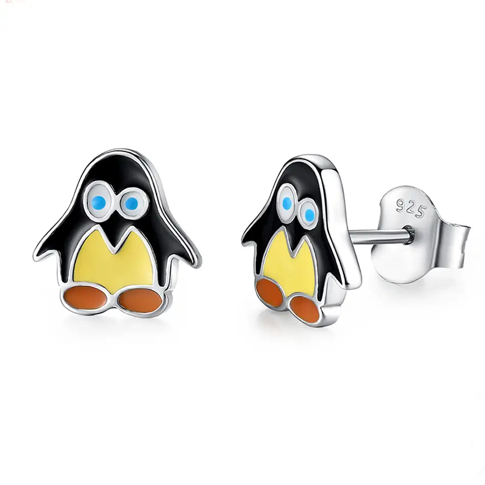 Kids Silver Penguin Stud Earrings 30700009