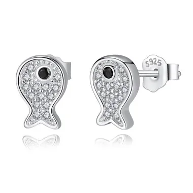 Kids Silver Zirconia Fish Stud Earrings 30700010