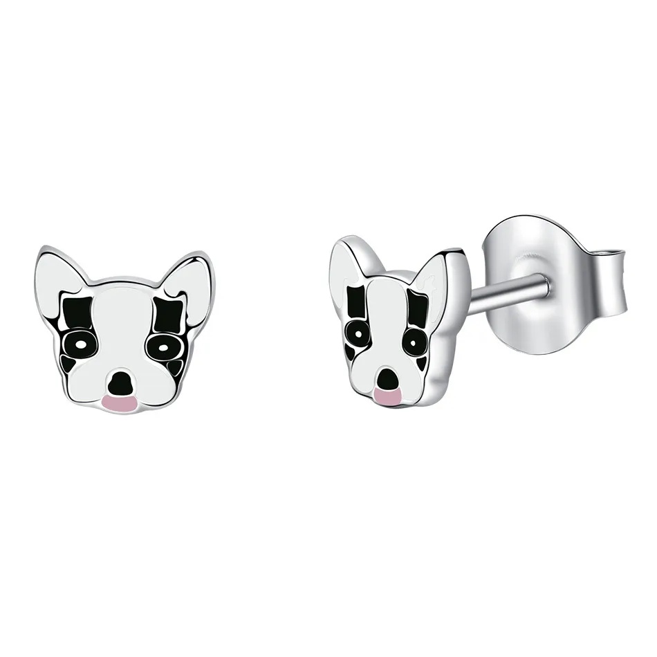 Kids Silver Dog Puppy Stud Earrings 30700011