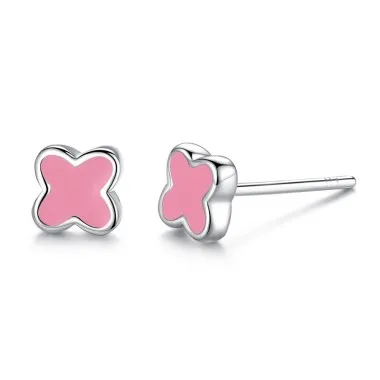 Kids Silver Four Leaf Clover Stud Earrings 30700017