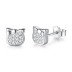 Kids Silver Zirconia Kitty Stud Earrings 30700018