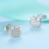 Kids Silver Zirconia Kitty Stud Earrings 30700018