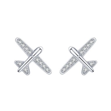 Kids Silver Zirconia Plane Stud Earrings 30700020