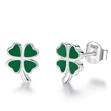 Kids Silver Four Leaf Clover Stud Earrings 30700021