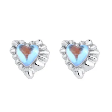 Silver Crystal Crapy Heart Stud Earrings 40100001