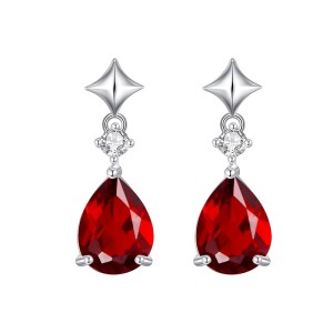 925 Sterling Silver Natural Teardrop Gemstone Earring 40100004