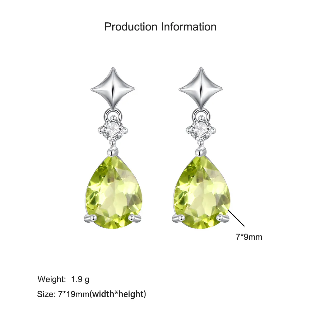 925 Sterling Silver Natural Teardrop Gemstone Earring 40100004 - image2