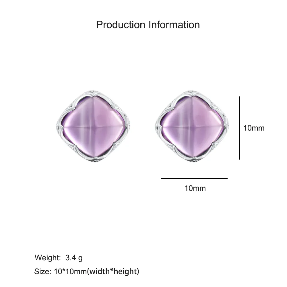 925 Sterling Silver Amethyst Stud Earrings 40100005 - image2