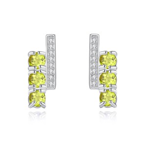 925 Sterling Silver Natural Gemstone Stud Earrings 40100006