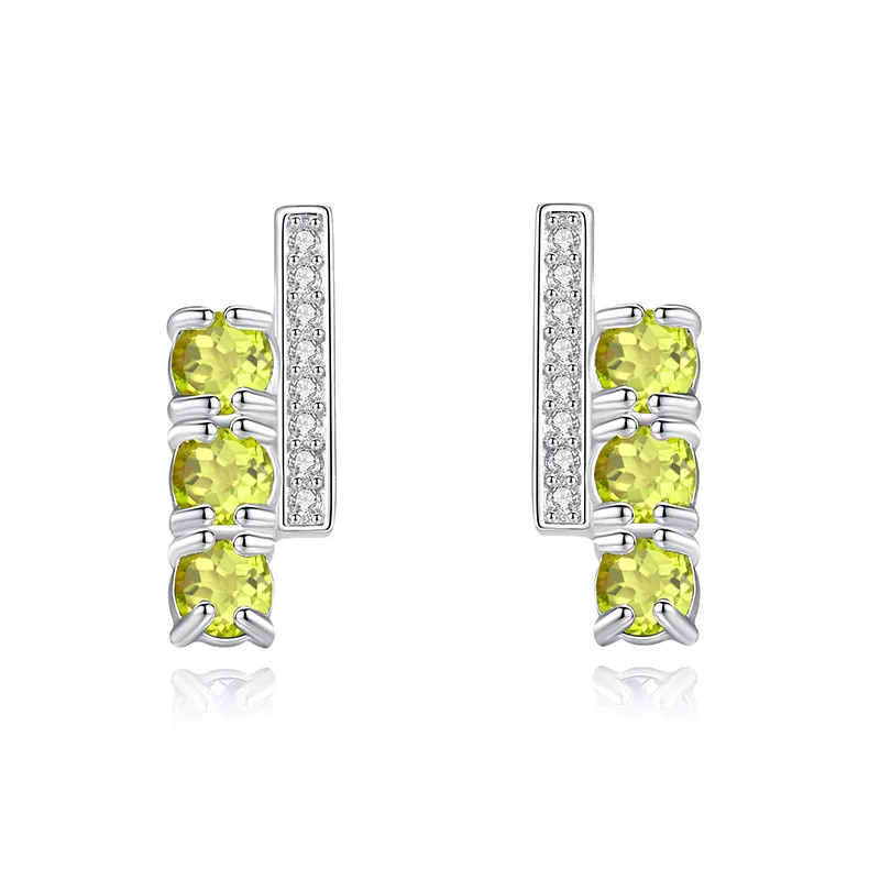 925 Sterling Silver Natural Gemstone Stud Earrings 40100006