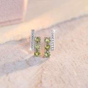 925 Sterling Silver Natural Gemstone Stud Earrings 40100006