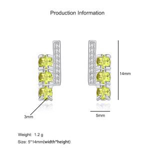 925 Sterling Silver Natural Gemstone Stud Earrings 40100006
