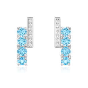 925 Sterling Silver Natural Gemstone Stud Earrings 40100006
