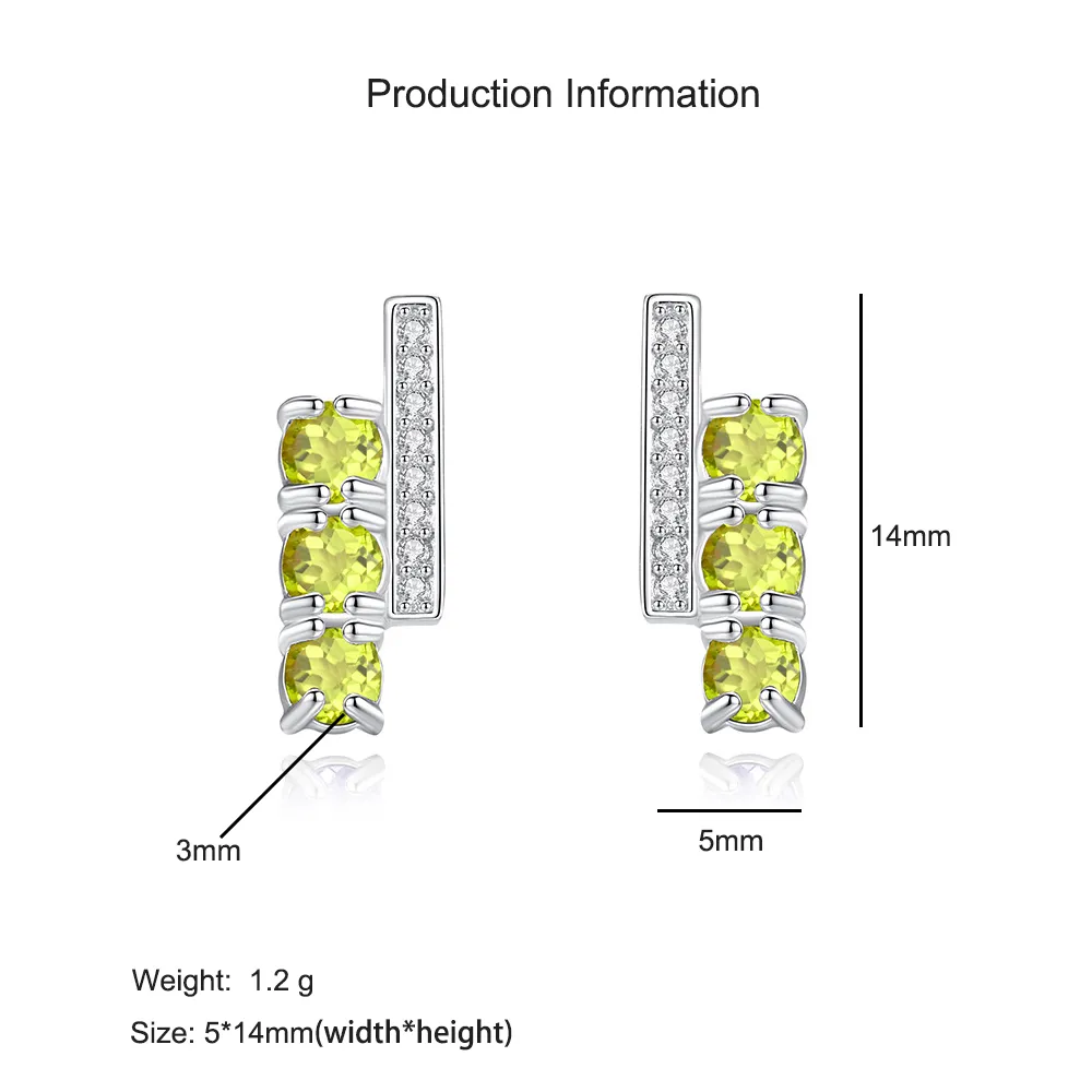925 Sterling Silver Natural Gemstone Stud Earrings 40100006 - image2