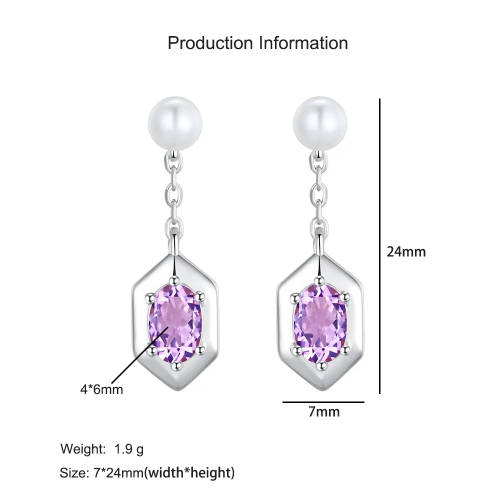 925 Sterling Silver Natural Pearl Crystal Drop Earring 40100007 - image2