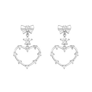 Cubic Zirconia Love Heart Star Stud Earring 40200009
