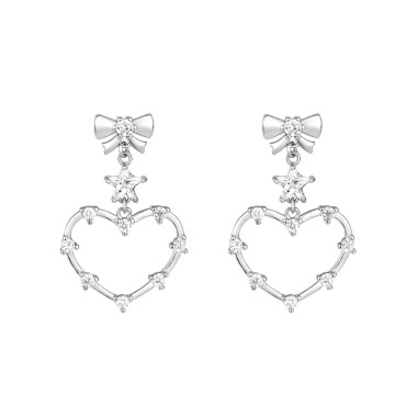 Cubic Zirconia Love Heart Star Stud Earring 40200009