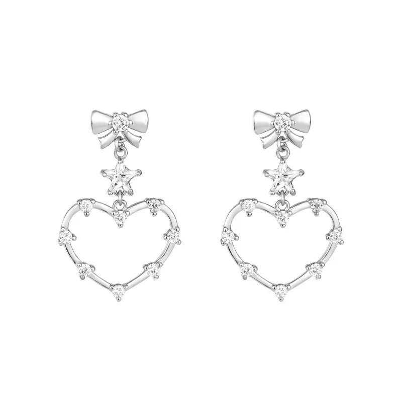 Cubic Zirconia Love Heart Star Stud Earring 40200009