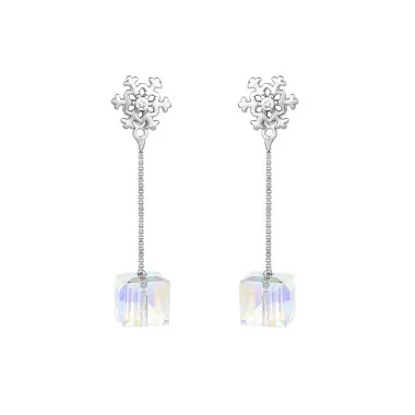 Austrian Crystals Cube Snowflake Stud Earring 40200011