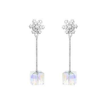 Austrian Crystals Cube Snowflake Stud Earring 40200011