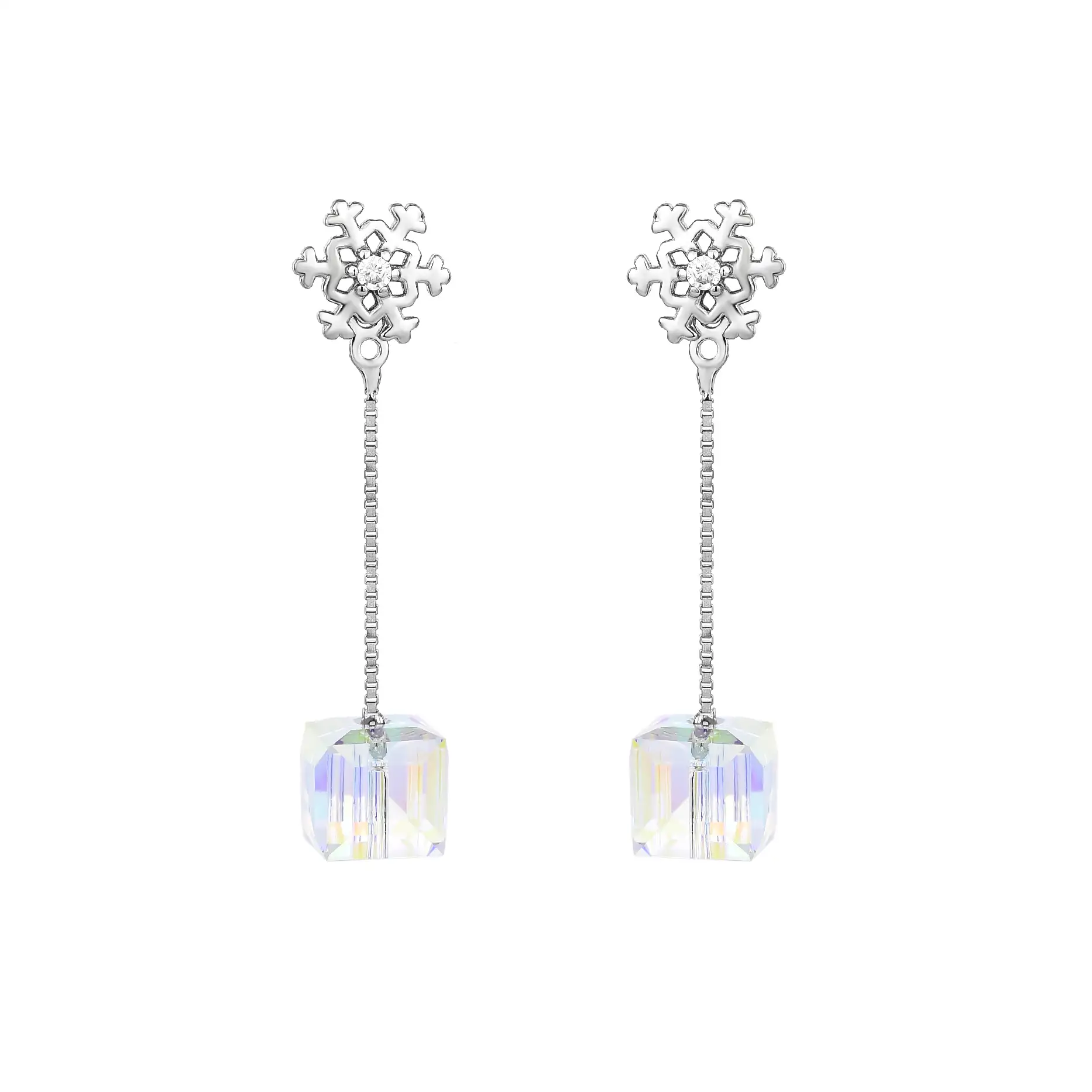 Crystals from Swarovski Cube Snowflake Stud Earring 40200011