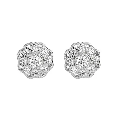 Cubic Zirconia Camellia Stud Earring 40200021