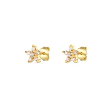 925 Sterling Silver Zirconia Flowers Stud Earrings 40200033