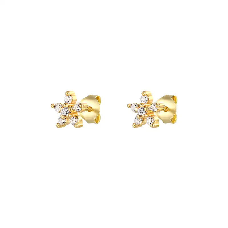 925 Sterling Silver Zirconia Flowers Stud Earrings 40200033