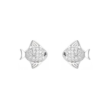Cubic Zirconia Fish Stud Earring 40200035