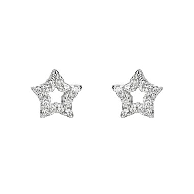 Silver Cubic Zirconia Star Stud Earring 40200038