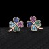 Colorful Cubic Zirconia Clover Stud Earring 40200041