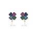 Colorful Cubic Zirconia Clover Stud Earring 40200041
