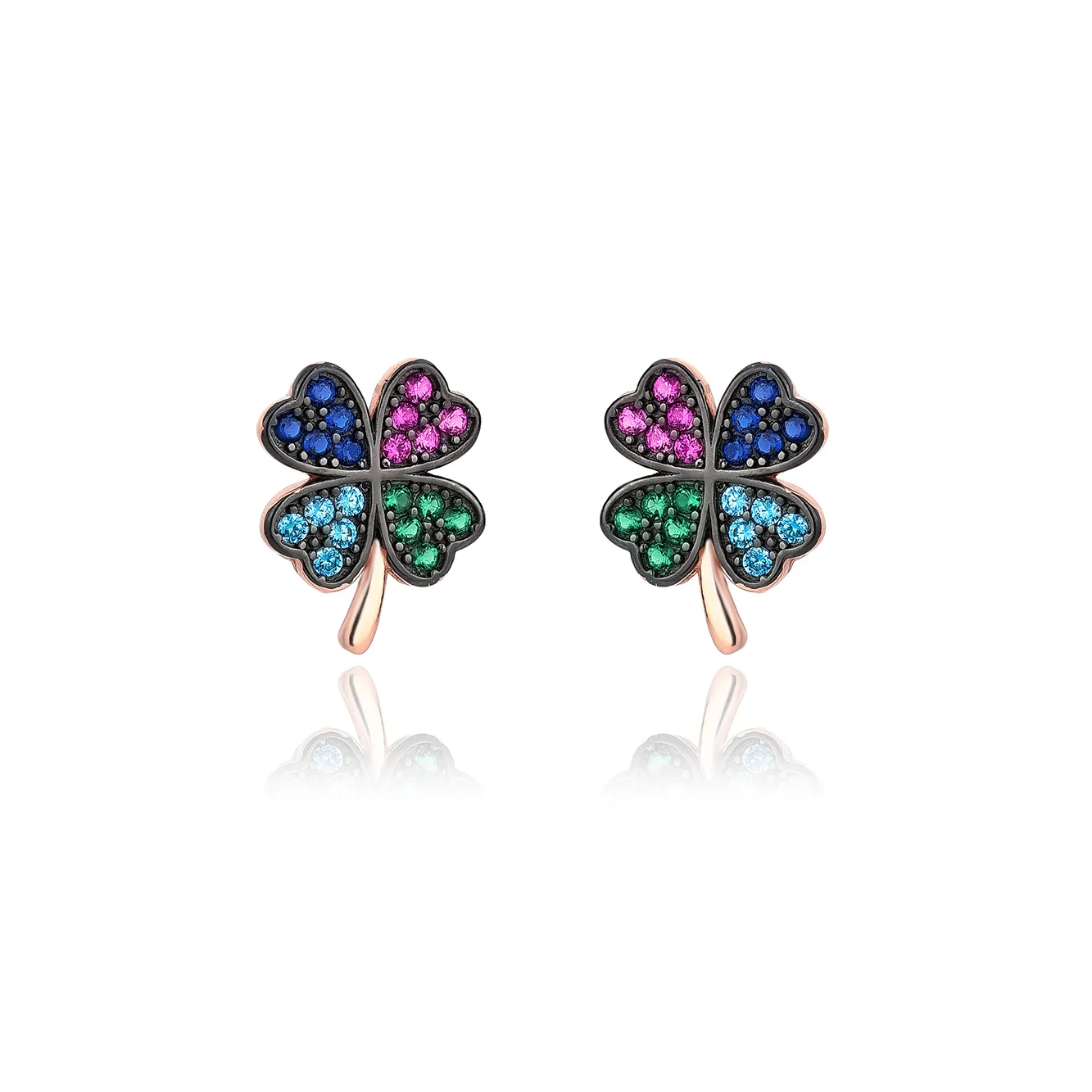 Colorful Cubic Zirconia Clover Stud Earring 40200041