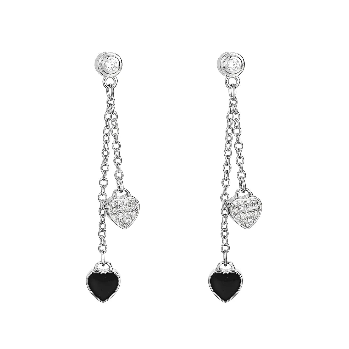 Cubic Zirconia Heart Tassel Stud Earring 40200046