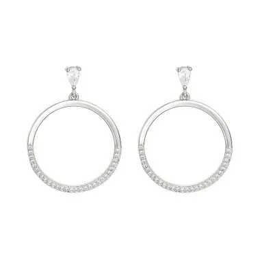 Silver Cubic Zirconia Circle Stud Earring 40200053