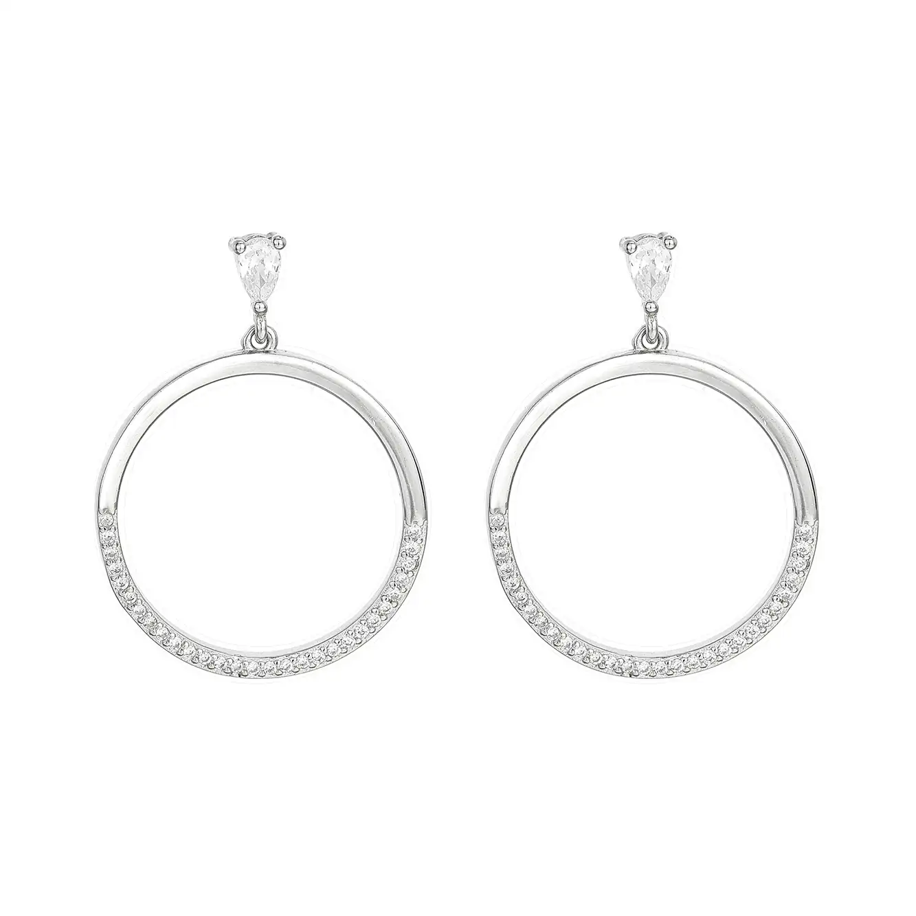 Silver Cubic Zirconia Circle Stud Earring 40200053
