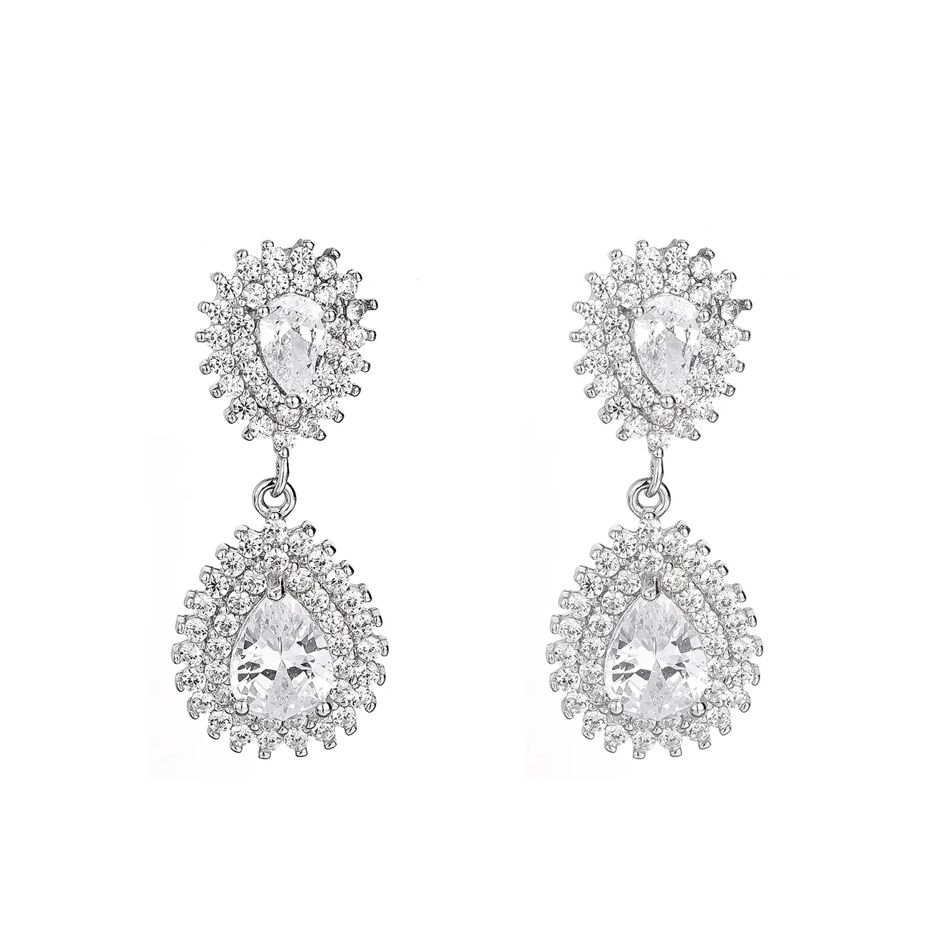 Silver Cubic Zirconia Waterdrop Stud Earring 40200056