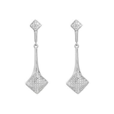 Silver Cubic Zirconia Geometric Stud Earring 40200057
