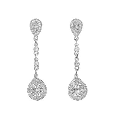 Silver Cubic Zirconia Flower Stud Earring 40200058