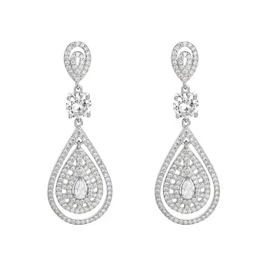 Silver Cubic Zirconia Waterdrop Stud Earring 40200059