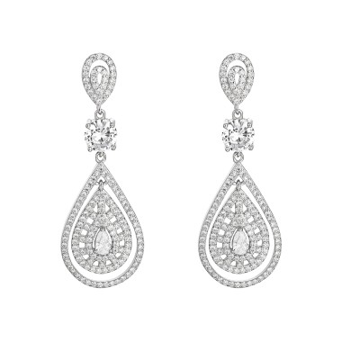 Silver Cubic Zirconia Waterdrop Stud Earring 40200059