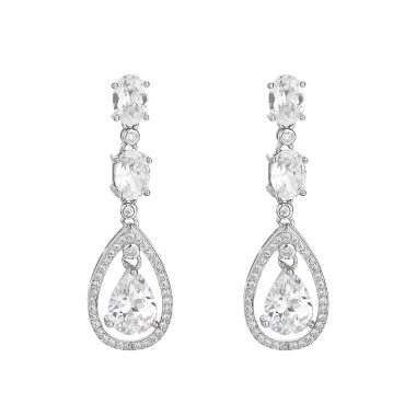 Silver Cubic Zirconia Waterdrop Stud Earring 40200061