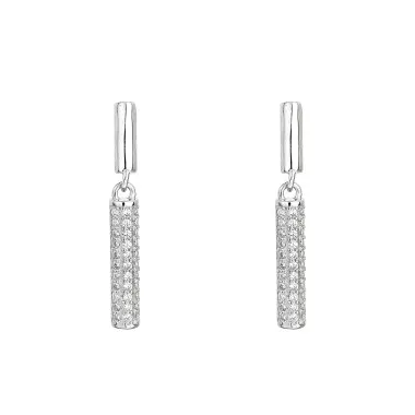 Silver Cubic Zirconia Cylinder Stud Earring 40200062